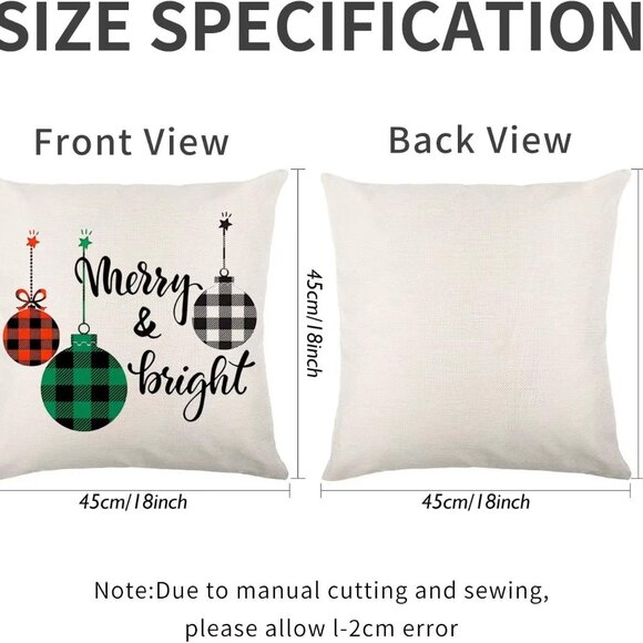 Christmas‎ Pillow Covers 18x18 Set of 4 Decorations Farmhouse Gnome Snowman - Picture 6 of 6